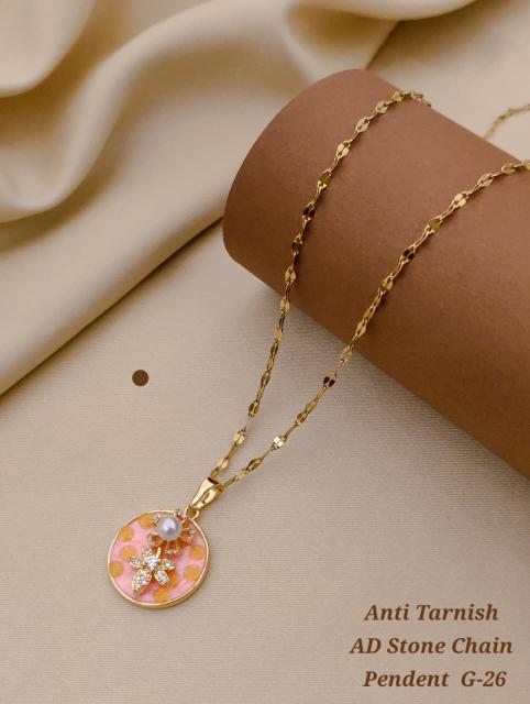 Anti tranish ad Stone chain pendent G 26 Artificial gold jewellery wholesale in Pune